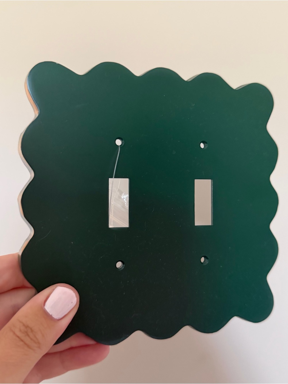 Anthropologie Dark Green Scalloped Double Toggle Light switch Wall Plate Cover